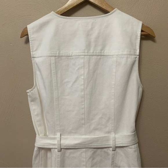 Shoshanna Anya Sleeveless Flounce Cotton Belted Mini Dress White Size 12 NWT New - Picture 12 of 16